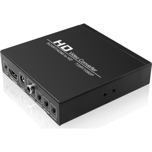 Full HD 1080P Digital Converter High Definition Video Converter SCART to HDMI-compatible EU/US Power Plug Adapter For HDTV HD