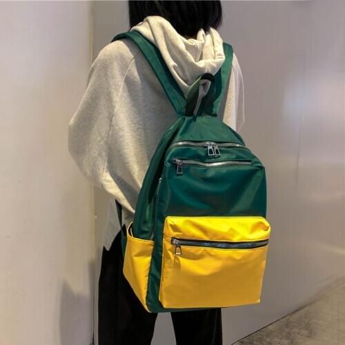 Double Shoulder Packs Girls' Backpacks High School Students Campus Oxford Canvas Bags New Travel Bags Patchwork Contrast Pocket