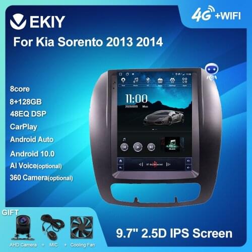 EKIY Android 10 Tesla Style Car Radio For Kia Sorento 2013 2014 Navigation GPS Stereo Multimedia Player Vertical Screen 2din DVD