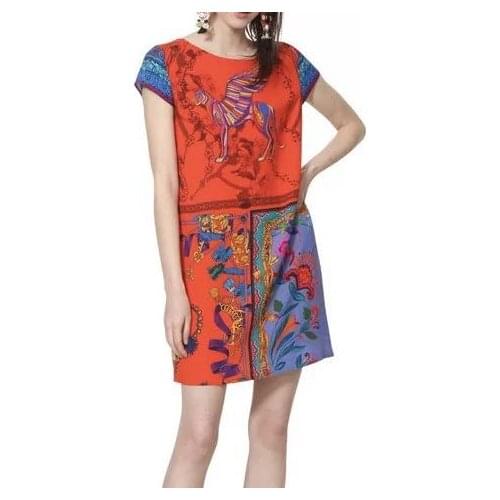 Spanish D -home printed viscose short sleeve dress available in multi colors