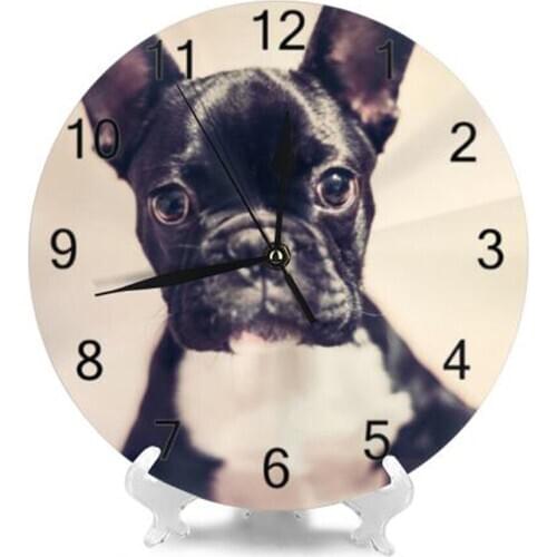 10Inch Round Wall-Clock Creative Pet Dog Pattern Numeral Digital Dial Mute Silent Non-Ticking Battery Operated Clocks Wall Deaor