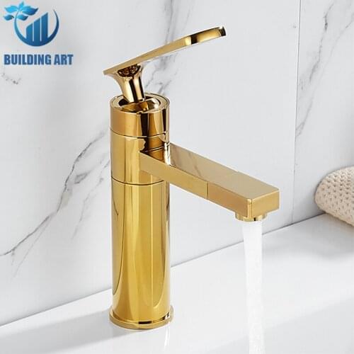 Brass Free Rotatable Golden Bathroom Basin Faucet Bath Sink Faucet Hot Cold Water Mixer Crane Torneira Deck Mount Sink Faucet