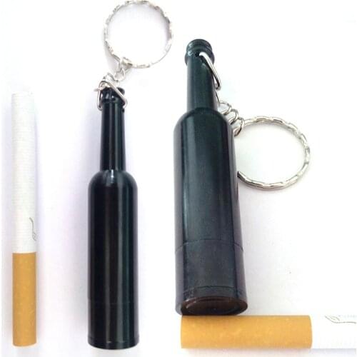 Mini Smoke Black Beer Bottle Multifunction Keychain Metal Removable Filter Tobacco Pipe Smoking Pipes Smoking Accessories