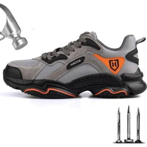 2021 Mens new steel-toed work boots safety shoes casual breathable outdoor shoes anti-puncture and comfortable industrial boots