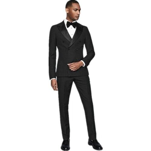 Men Suits 2-Piece Set Blazer + Pant Black High Quality Wedding Suit For Man Prince Slim Wear Slim Mens Pants Suits Custom Made