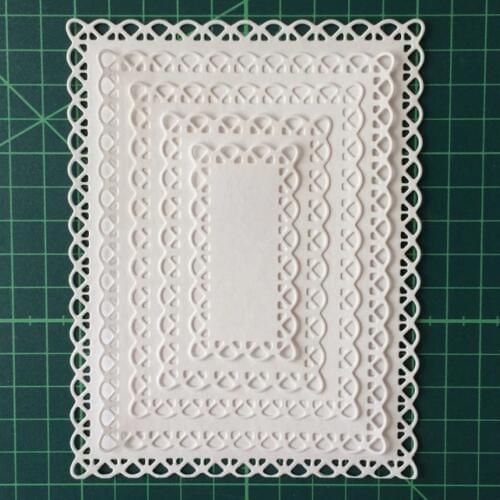 5pcs Laced Rectangle Frame Set Metal Cutting Dies for Scrapbooking DIY Photo Album Card Making Decorative Stencil