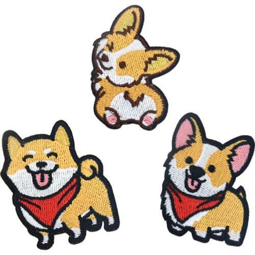Corgi / dachshund / husky Patch Embroidery Patches For Clothing Cute Dog Animal Iron-On Patches On Clothes