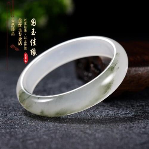 Genuine Natural White Jade Bangle Bracelet Charm Jewellery High Quality Accessories Hand-carved Lucky Amulet Women And Men