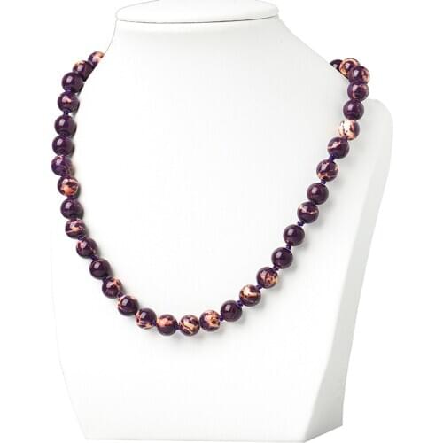 Purple With Yellow Stripe Synthetic Emperor Stone 8mm Size For 18inch jewel Gifts for Women H408