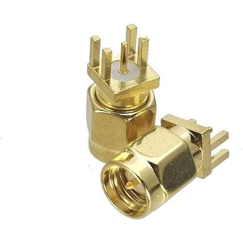 Connector SMA male plug solder PCB clip edge mount Straight