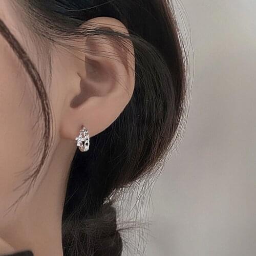 Hoop Earrings Zircon Cross Chain For Women Fashion Charming Female New Trendy Hot Student Party Lady Jewelry Wholesale BOYULIGE