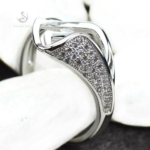 SHUNXUNZE Noble Generous Wedding rings Jewelry for women christmas gifts White Cubic Zirconia Rhodium Plated R3136 size 6 7 8 9