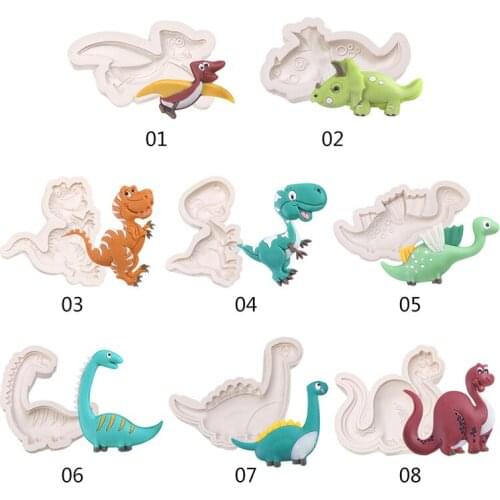 Cartoon Dinosaur-shaped Silicone Mold Various Dinosaur-shaped Chocolate Fudge Molds Cake Decoration Tools Resin Molds