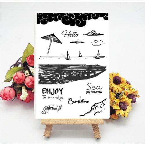 11x16CM beach on vacation Transparent Seal Clear Stamps Silicone Seal Roller Stamps DIY Scrapbook Album / Card Production Easter