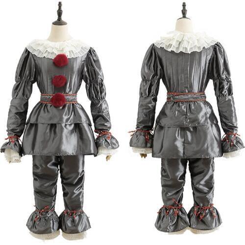 Adult Joker Pennywise Cosplay Costume Stephen King It Chapter Horror Clown Halloween Party Dress Up Clothes C100804AD