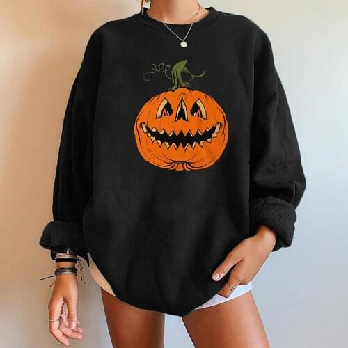 Halloween Print Woman Long Sleeve Oversized T Shirt Winter Tops Fashion T-shirts Women 2021 Vintage Clothes Blusa Feminina