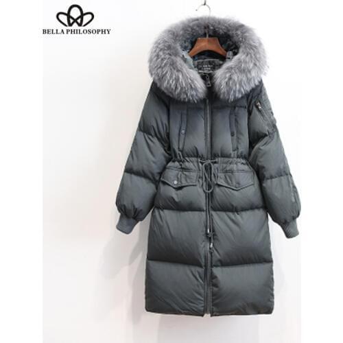 Plus Size Chaqueta Mujer Winter Parka Real Raccoon Fur White Duck Down Jacket Women Thicken Brand Coat Hooded Invierno