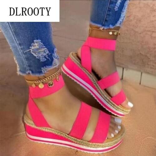 Women Sandals New Summer Fashion Flats Gladiator Wedges Shoes Woman Peep Toe Hemp Solid Lady Casual Plus Size 35-43