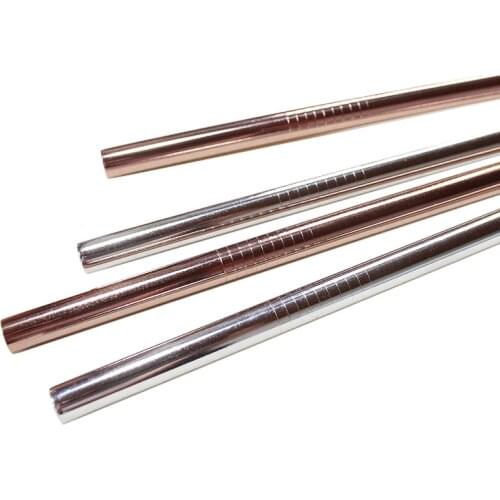 Reusable Stainless Steel Straight Pipe Elbow Rose Gold Natural Color Coffee Cocktail Milk Tea Beverage Straw 1pc Supplies