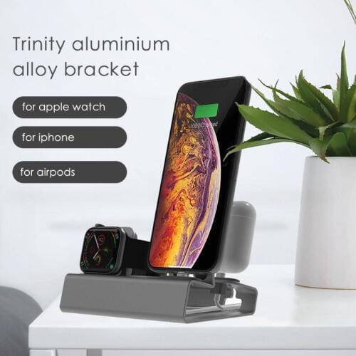 3 in 1 Mobile Phone Watch Holder for iPhone Airpods Apple Watch Destop Smart Watch Earphone Station for Apple Accessories