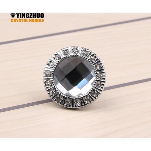 31mm Silver Crystal Glass Dresser Pulls Drawer Handles Kitchen Cabinet Door Handle Rhinestone Clear Modern Furniture Pull Knobs
