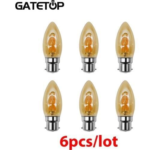 6pcs/Lot Filament Bulb C35 4W Retro Edison Bulb B22 Bombillas 220V-240V Vintage Lamp 2700K Home Decoration