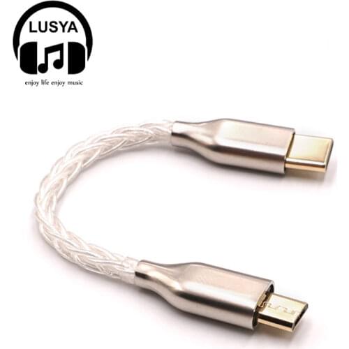 8-core 5N sterling silver Audio Cable Type-c to typec to Lightning to Micro USB-A USB-B For HiFi Headphone OTG adapter T0228