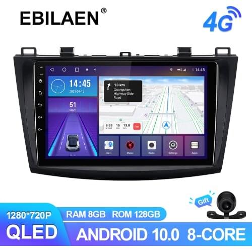 EBILAEN Car Radio Player For Mazda 3 2009-2013 Tape Recorder Android 10.0 Multimedia GPS Navigation 6G 128G Wireless Carplay DSP