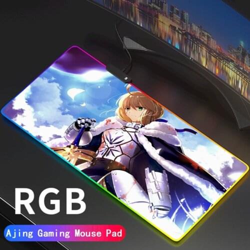 Large Gaming Glow Mousepad Anime Fate/Grand Order RGB Mouse Pad FGO XXL Computer Mat LED Backlit Mat Mause Carpet Desk Mat