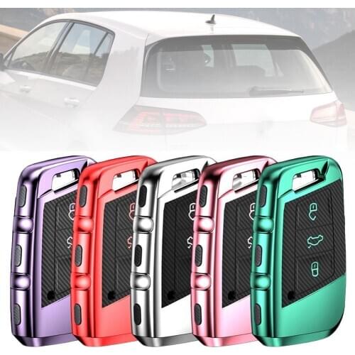Carbon Fiber Texture Car Key Fob TPU Protection Cover Shell Case for VW Magotan Remote Fob Shell Cover