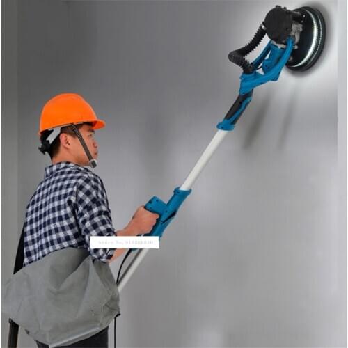 WN-1620 Electric Polisher Long Rod Wall Grinding Machine Dustless Wall Sander LED Light Wall Putty Polishing Sander 220V 1250W