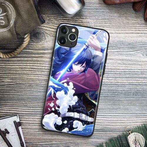 Giyu Tomioka Kimetsu No Yaiba Anime Soft TPU Glass Phone Case for IPhone SE 6s 7 8 Plus X Xr Xs 11 12 Mini Pro Max Samsung