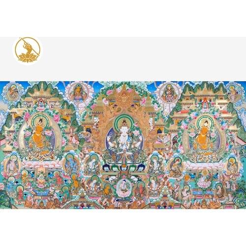 Auspicious Thangka Regong Art Heritage Hua Dan to master hand - arm Guanyin - 1512150 four