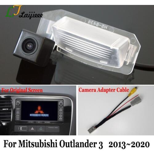 For Mitsubishi Outlander 3 GF GG ZJ ZK 2013~2020 HD Car Rear Parking Reverse Camera & Camera Adapter Cable Compatible OEM Screen