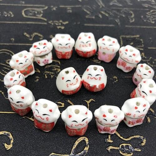 10pcs/set Lucky cat pendant ceramic DIY jewelry Earring Material