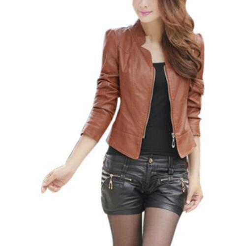 Winter Women Jacket Solid Women Basic Coats Coat Female Down Jacket Slim Womens Sexy Biker Motorcycle PU Leather Jacket Zipper