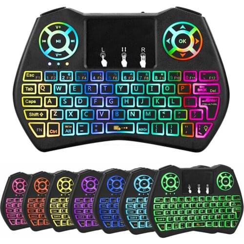 I9plus Mini Air Flying Mouse Wireless Mini-keypad With Backlit Mini-palmtop Supports PC Android IOS Machine Black To