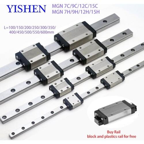 MGN 7 9 12 15C 15H L=100 200 300 400 500 600 miniature linear rail slide 1PCS Linear Guide Slide Carriage CNC 3D Printer parts