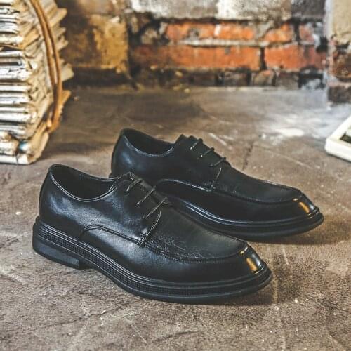 Yomior Spring Business Casual Men Shoes Vintage British Formal Dress Leather Shoes Luxury Loafers Wedding Oxfords Lace-up