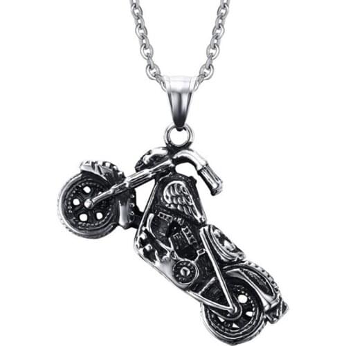 Europe And America Punk Wind Casting Motorcycle Pendant Necklace Men Retro Gothic Ghost Knight Pendant Stainless Steel