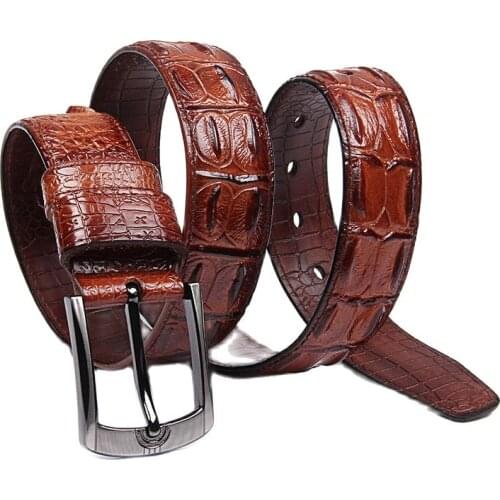 Male Genuine Leather jeans waist belt luxury Crocodile Belts For Men ceinture homme cuir cinturon hombre cinto masculino