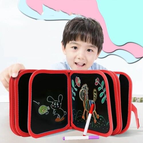 6Paper Baby Toys Set Painting Drawing Toys Black Board Magic Pen Painting Coloring Book Funny Toy For Kids Writing Double Sided