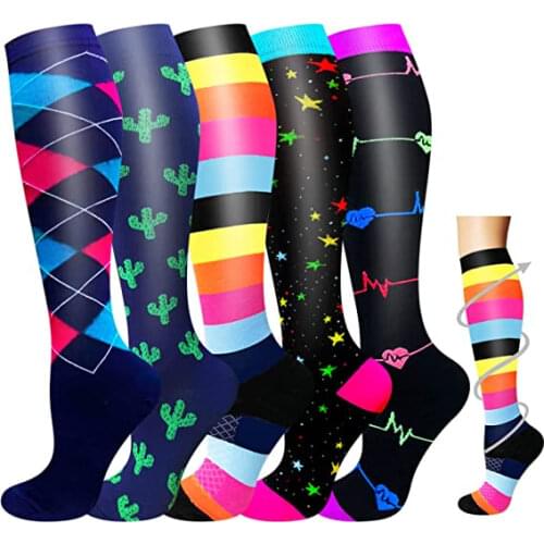 AM 7 Pairs New Compression Socks Fit For Varicose Veins Socks Men Women Outdoor Sports Best Graduated Compression Socks