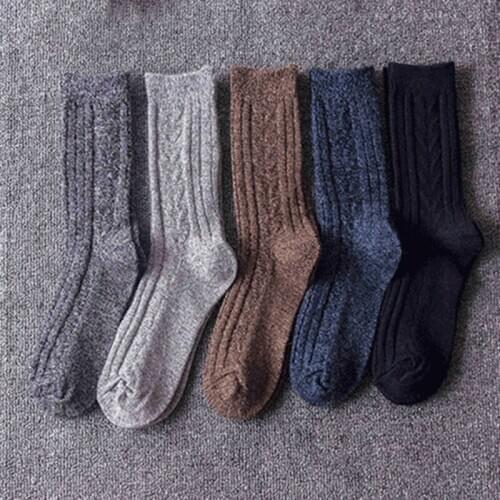 New Mens Winter Padded Warm Harajuku Retro High Quality Fashion Casual Wool Material Large Size Business Cotton Socks