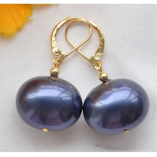 New Arrival Favorite Pearl Earrings 16x20mm Blue Egg South Sea Shell Pearl Dangle Earring Fine Jewelry Lady Gift
