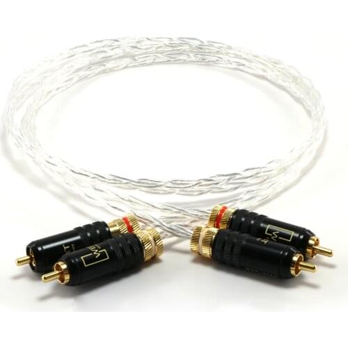 Pair Hifi audio occ copper silver plated audio Interconnects cable RCA signal cable extension cord