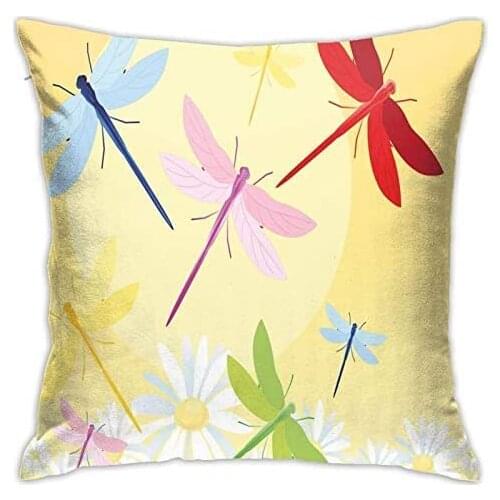 Personalized Abraction Flower Field in Spring Season with Chamomiles and Sun Figure On The Back Graphic Decorative Pillow Cover