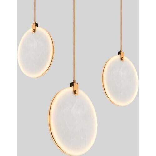 Gold Modern LED Pendant Light scagliola imitation marble hanging lamps For Bedroom Dining Room