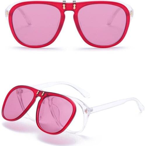 Q Steampunk Square Vintage Driving Glasses Oculos De Sol Clamshell Sun Glasses Flip cover Sunglasses Brand Designer UV400