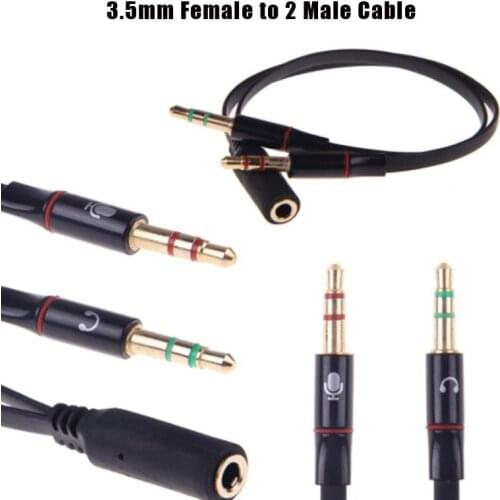 3.5mm Female To 2 Male Cable Audio Mic Y Splitter Cable Headphone Adapter For PC Laptop Computer 3.5mm Stereo Headset With Mic